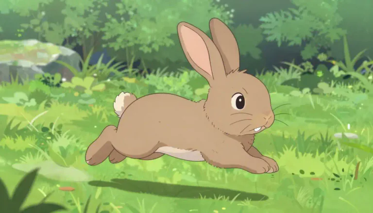 Visual representation of "rabbit" - A small animal with long ears and big teeth that moves by jumping