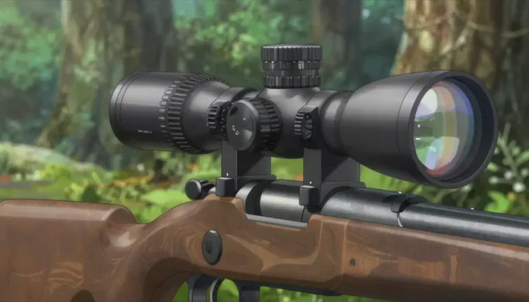 Visual representation of "riflescope" - A riflescope is a telescopic sight mounted on a rifle, used to enhance the aim of the shooter by magnifying the target.