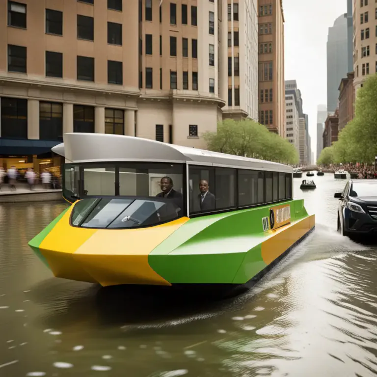 Visual representation of "amphibian" - A vehicle that can travel on both land and water
