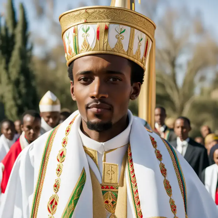 Visual representation of "ethiopian" - Relating to or characteristic of the Ethiopian Orthodox Tewahedo Church, a Christian denomination.
