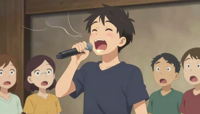Visual representation of "falsetto" - A way of singing in which a man makes his voice high, like a woman's voice