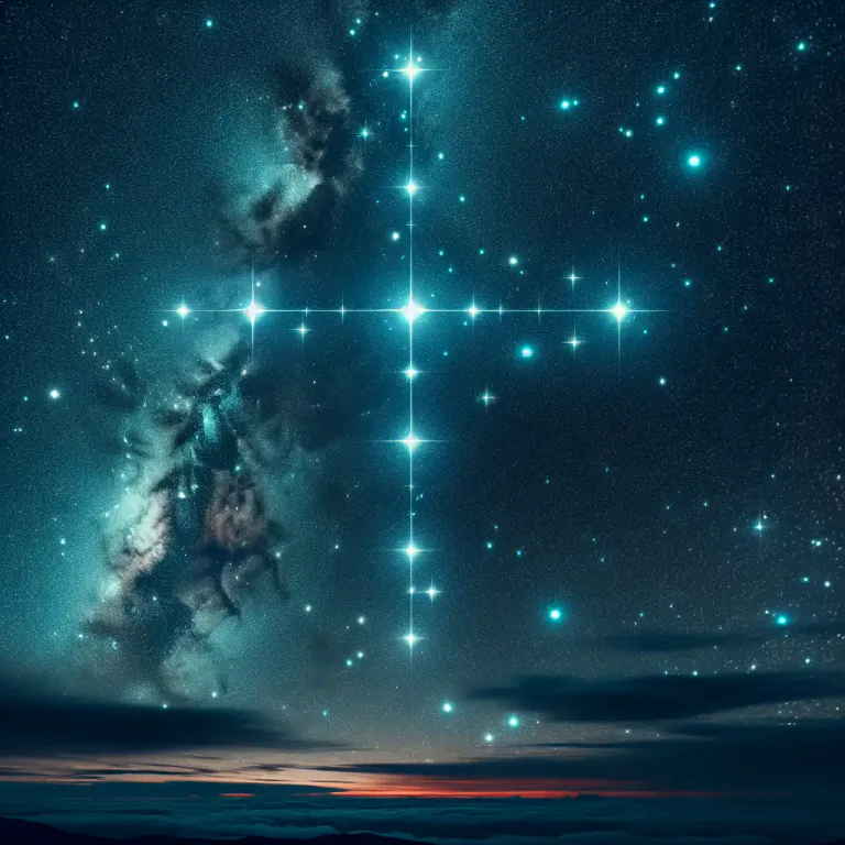 Visual representation of "crux" - A southern constellation (a group of stars) also known as the Southern Cross.