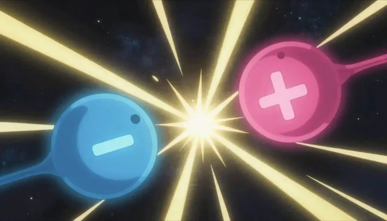 Visual representation of "positron" - A positron is a subatomic particle with the same mass as an electron but with a positive charge.
