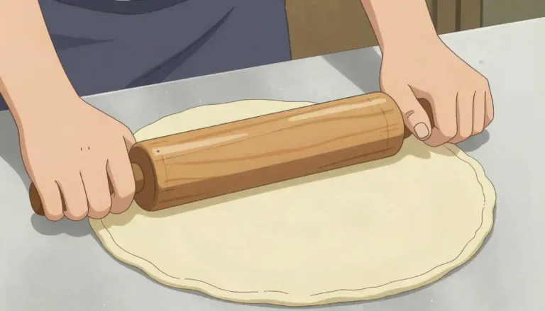 Visual representation of "piecrust" - A thin layer of pastry dough that is used as the base or covering for various types of pies.