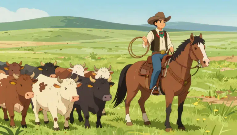 Visual representation of "cowboy" - A man who takes care of cattle, especially in the western US, often riding a horse, and whose job is to make sure cattle are safe.