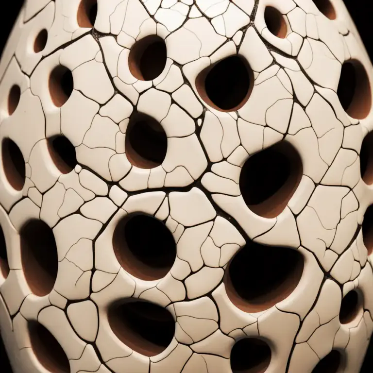 Visual representation of "craze" - A network of fine cracks on the surface of a material