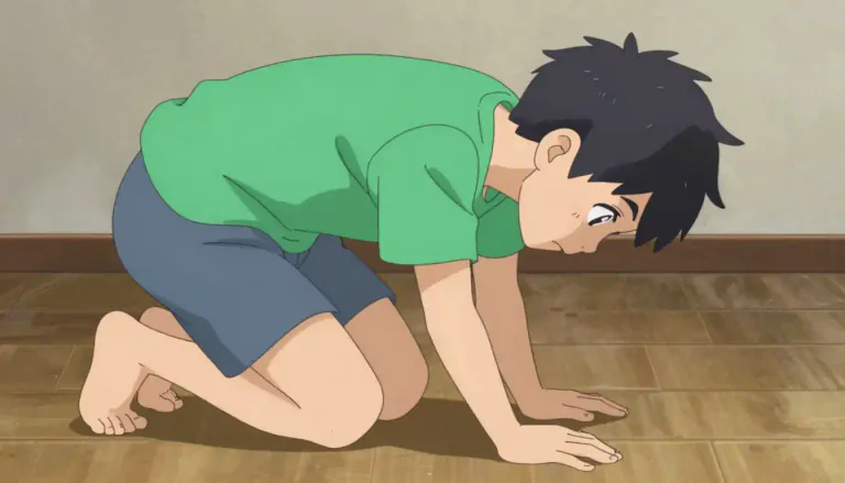 Visual representation of "crouch" - To bend your legs and lower your body close to the ground.