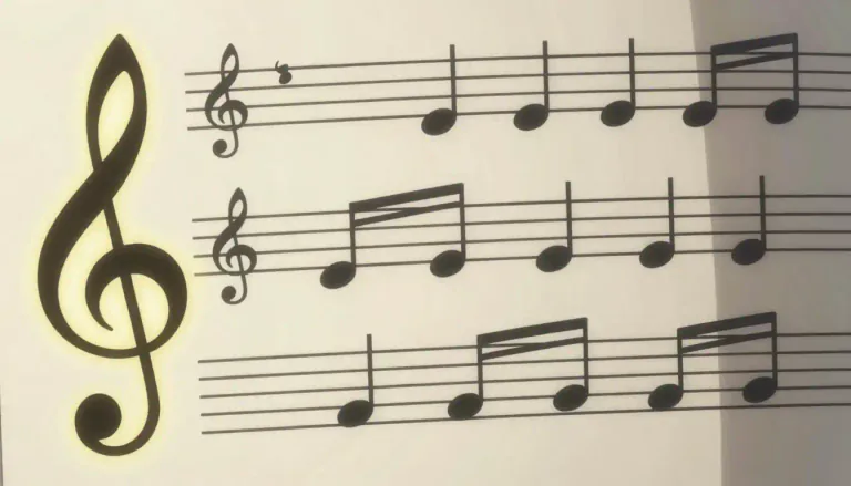 Visual representation of "clef" - A symbol at the beginning of a line of music that shows the pitch of the notes