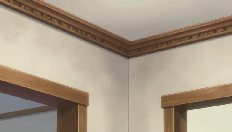 Visual representation of "molding" - A strip of material used to cover transitions between surfaces or for decoration