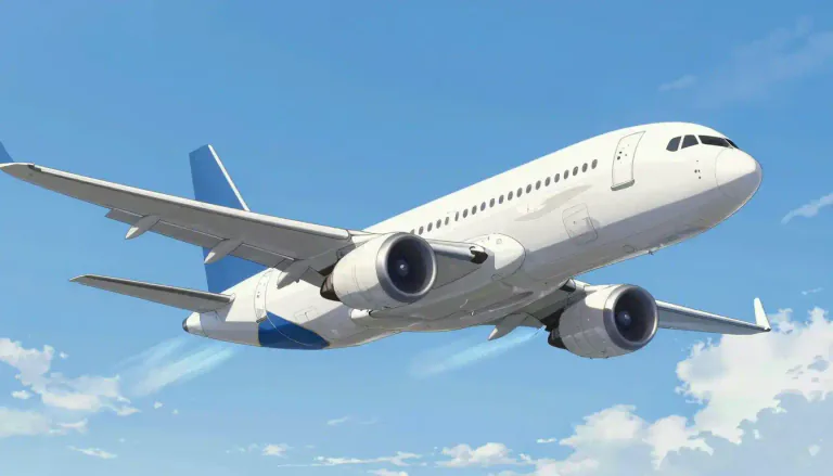 Visual representation of "plane" - A fixed-wing aircraft that is propelled forward by thrust from a jet engine or propeller.