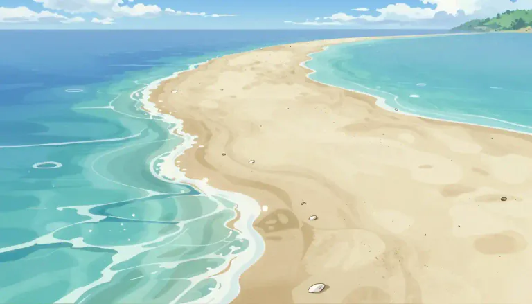 Visual representation of "sandbar" - A long, narrow mound of sand in a body of water like a river or the sea.