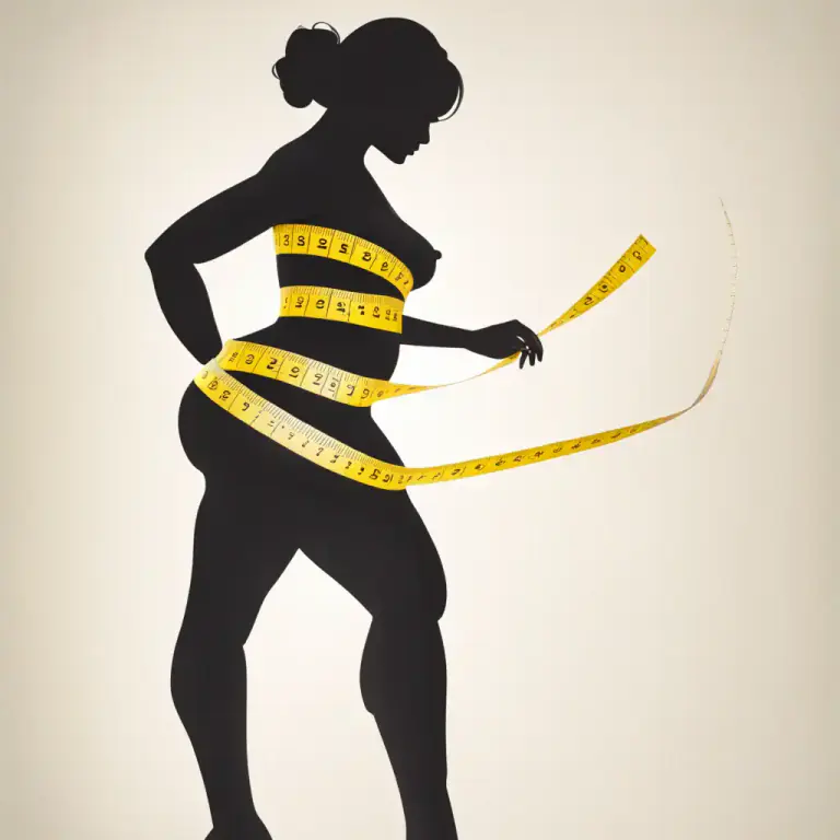 Visual representation of "waistline" - The measurement around the middle part of your body.