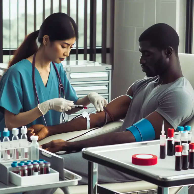 Visual representation of "phlebotomy" - The occupation or profession that deals with the removal of blood for medical tests.