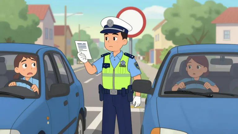 Visual representation of "ticketed" - To receive an official notice for violating a rule, typically a traffic law