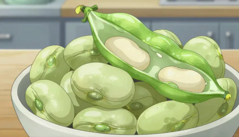Visual representation of "lima" - A type of large, flat, greenish bean often used in cooking, known for its creamy texture and slightly sweet flavor.