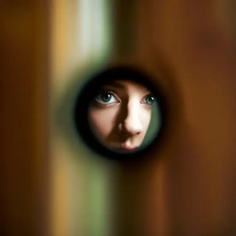 Visual representation of "judas" - A peephole or spyhole in a door