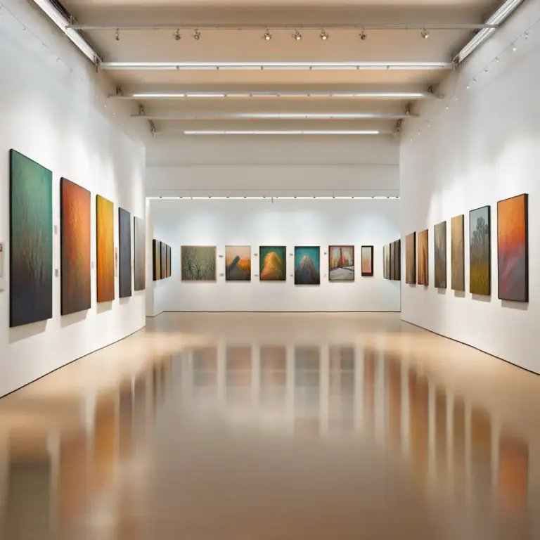 Visual representation of "well hung" - In art exhibitions, refers to the effective and harmonious arrangement of works of art.