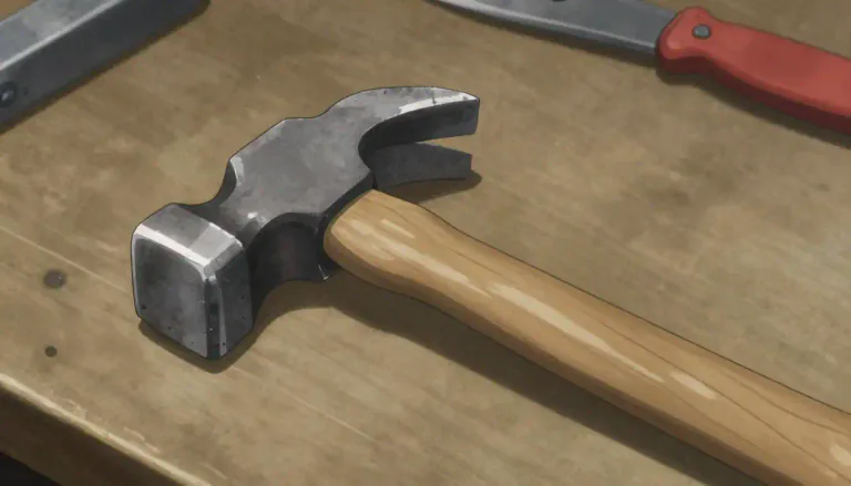 Visual representation of "hammer" - A tool with a heavy head and a handle used for hitting.