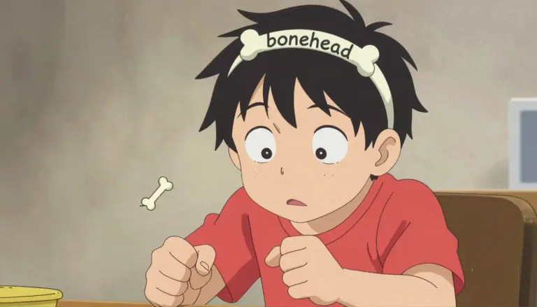 Visual representation of "bonehead" - A foolish or stupid person.