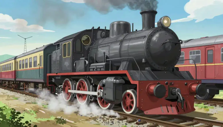 Visual representation of "locomotive" - A vehicle that is powered by steam, diesel, or electricity and is used to pull or push trains.
