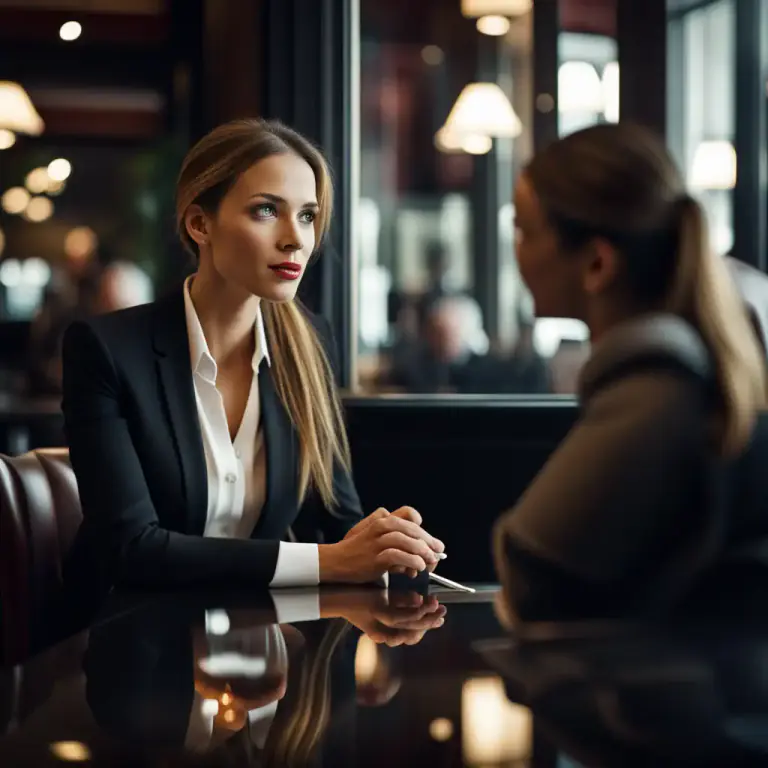 Visual representation of "meet with" - to have a planned meeting with someone, often in a professional context