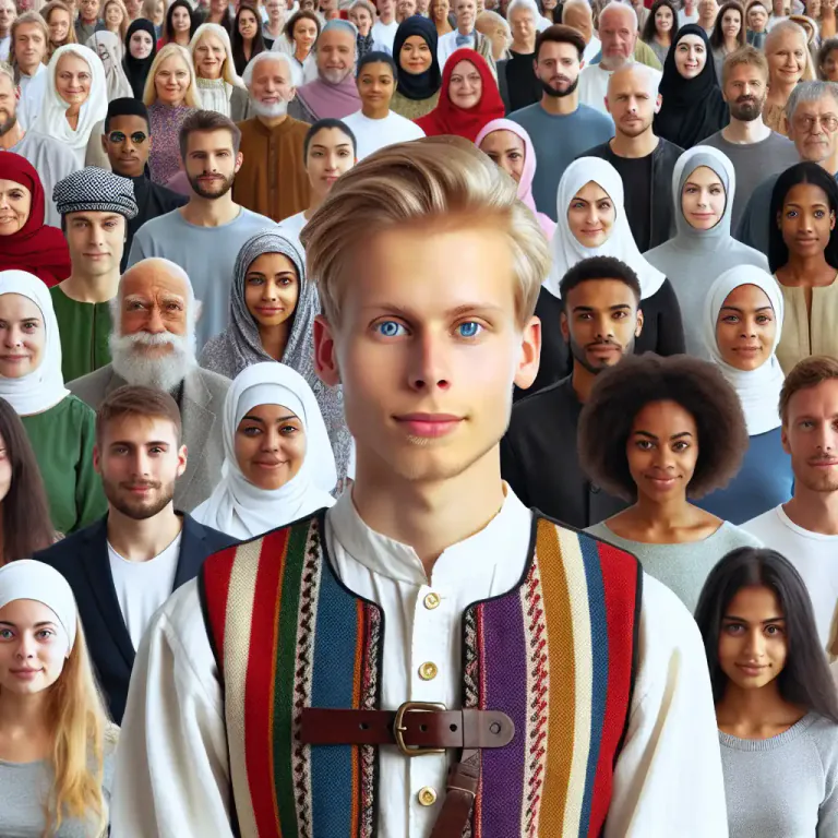 Visual representation of "nordic" - About people who are from the northern part of Europe and have light skin, hair and eyes.