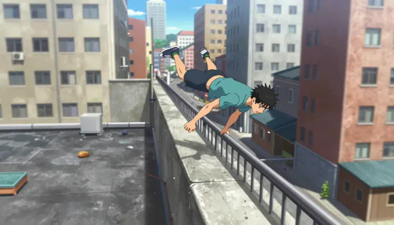 Visual representation of "parkour" - A sport where people jump and climb over buildings, walls, and other obstacles in a city