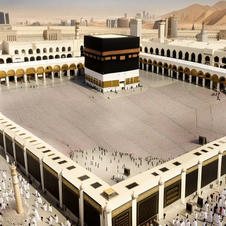 Visual representation of "haram" - A sacred area around a Kaaba in Mecca, where certain actions are forbidden.