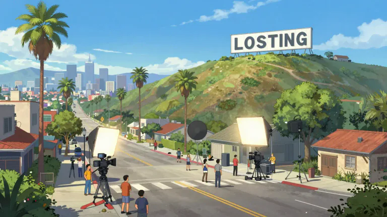 Visual representation of "hollywood" - The district in Los Angeles, California, where many American movies and television shows are made.