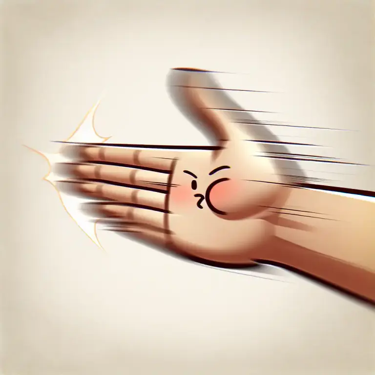 Visual representation of "slap on" - To apply something quickly or carelessly