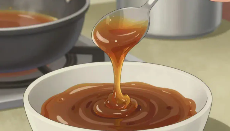 Visual representation of "caramel" - A sweet brown substance made by heating sugar, often used for coloring and flavoring food