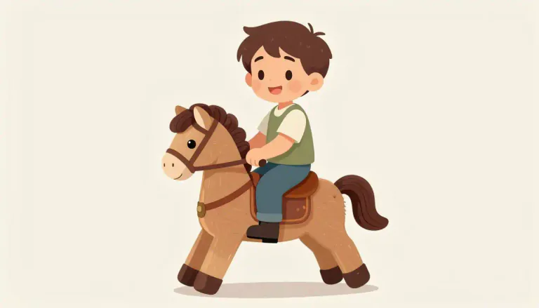 Visual representation of "hobbyhorse" - A child's toy in the shape of a horse that they can sit on and play with.