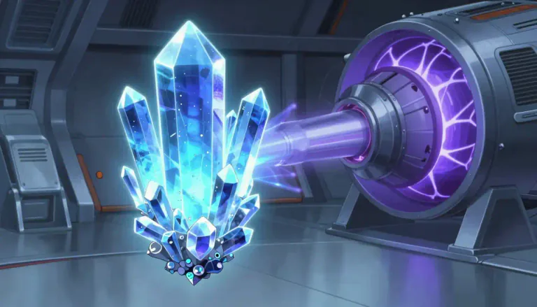 Visual representation of "dilithium" - A fictional crystalline mineral, often referred to in science fiction, specifically in the Star Trek series, known for its use in starship propulsion systems.
