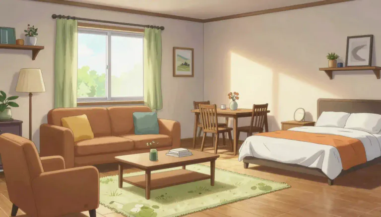 Visual representation of "furnishings" - Items that make a house, office, etc. comfortable and useful, like chairs, tables, beds, curtains.