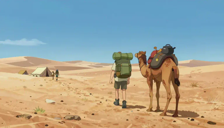 Visual representation of "nomad" - A person who moves from place to place instead of living in one place all the time