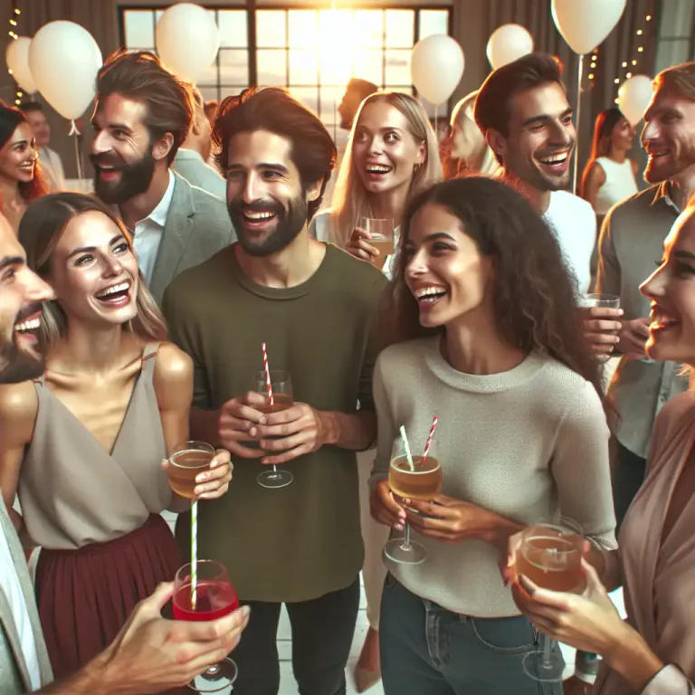 Visual representation of "mingle" - To mix socially with others.
