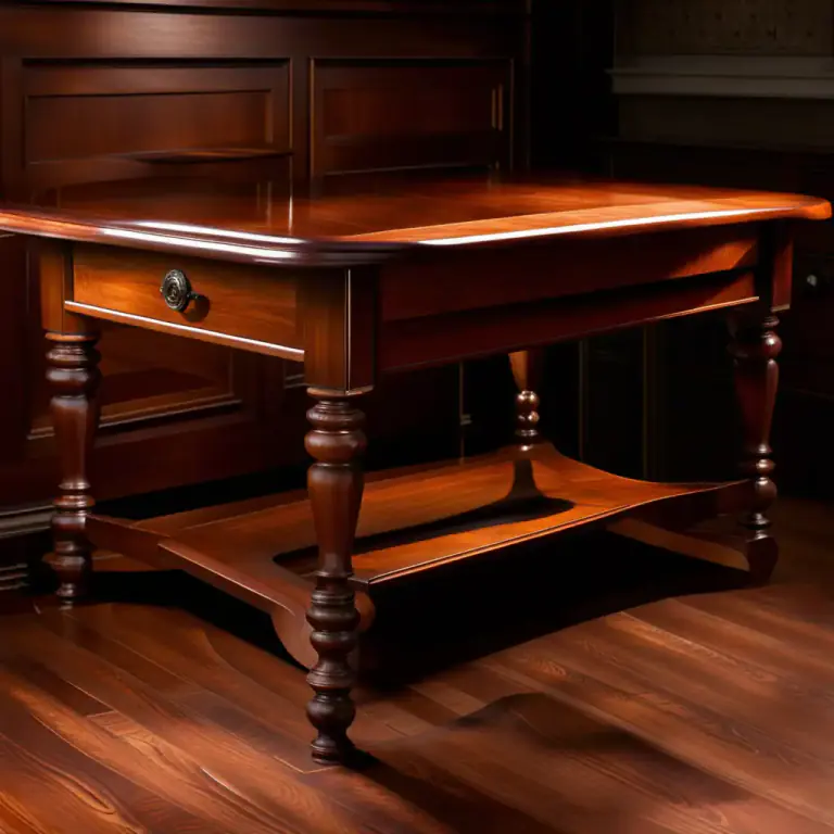 Visual representation of "patina" - A gloss or sheen on wooden furniture produced by age and polishing.