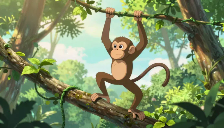 Visual representation of "monkey" - A type of animal that often lives in trees, known for its ability to swing from branch to branch.