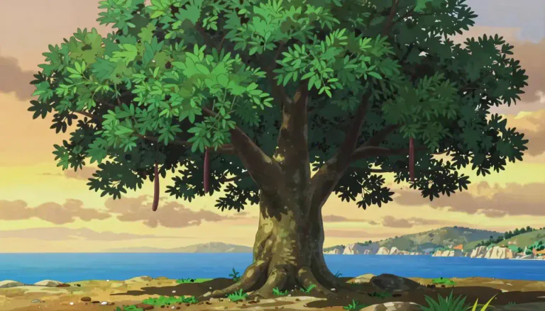 Visual representation of "carob" - A tall tree from the Mediterranean region.