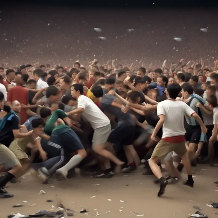 Visual representation of "brawl" - To fight in a noisy and disorderly way.