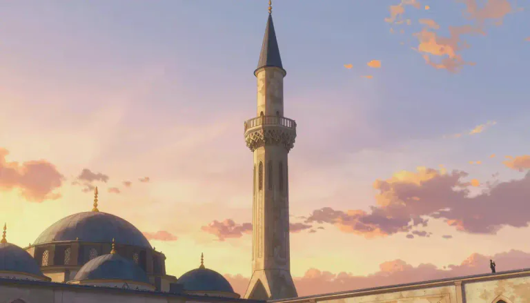 Visual representation of "minaret" - A tall, slender tower part of a mosque from which Muslims are called to prayer.