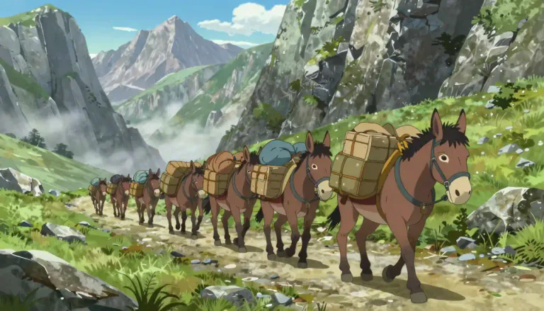 Visual representation of "muleteer" - A person who leads or drives mules, usually for transporting goods.