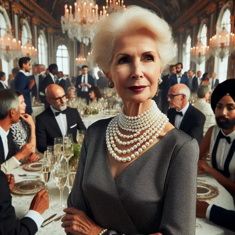Visual representation of "dowager" - In a more general sense, an older woman who is very elegant, or behaves as if she is from a high social class.