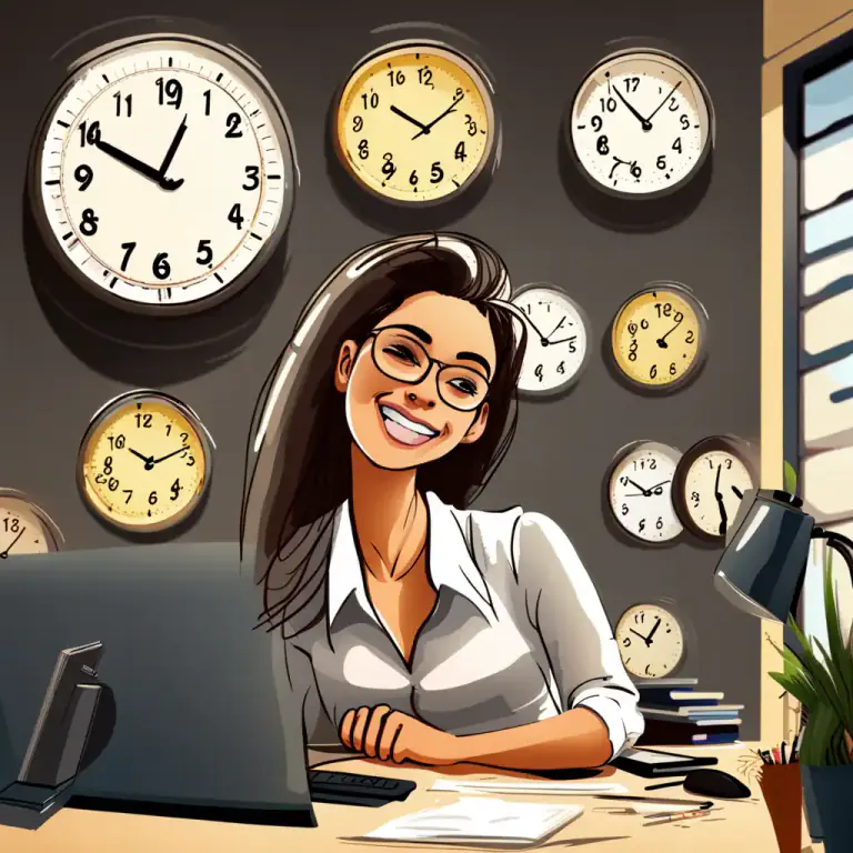 Visual representation of "nine to five" - A job that has normal business hours from nine in the morning to five in the afternoon.