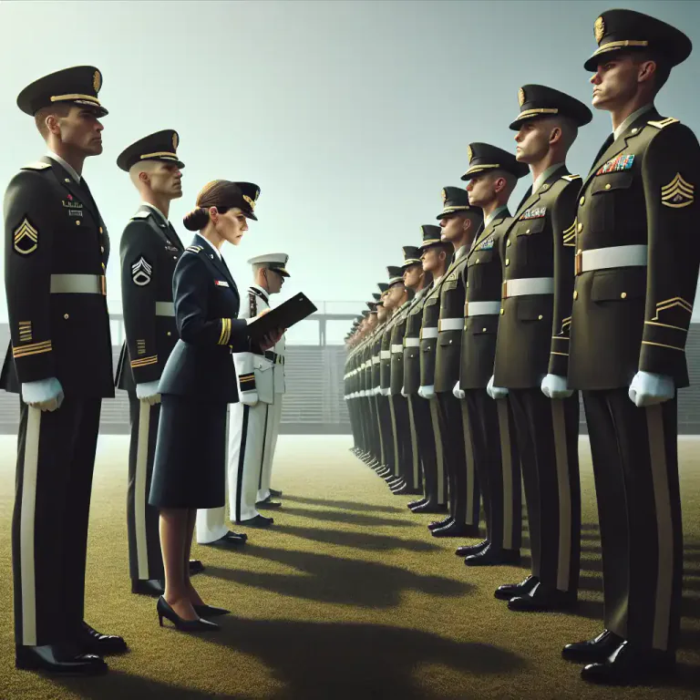 Visual representation of "review" - A formal inspection or examination of troops or military forces.