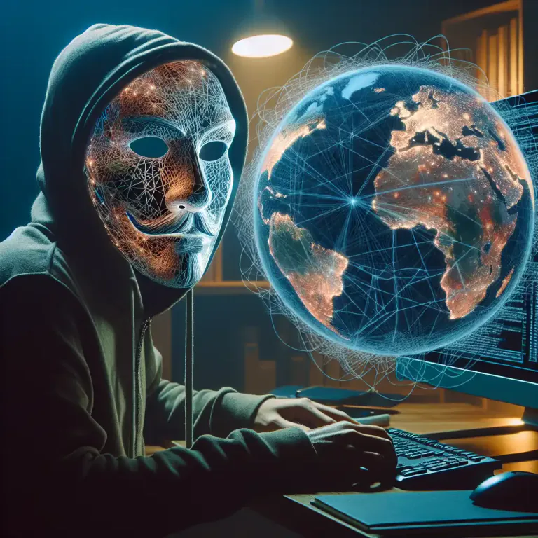 Visual representation of "spoof" - In computing, to fake the origin of a communication.