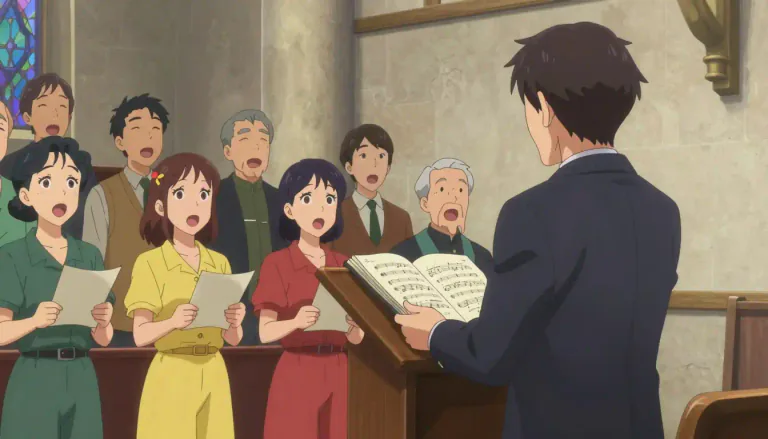 Visual representation of "responsorial" - Of or relating to a style of chant or music in which a leader sings and the congregation responds.