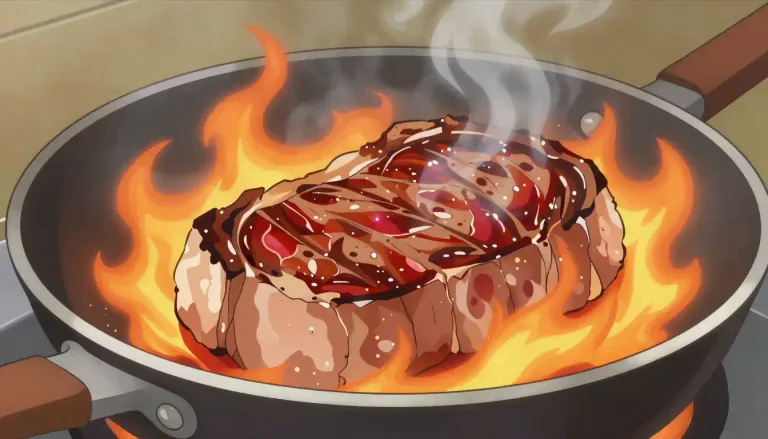 Visual representation of "sear" - To burn the surface of something with sudden heat