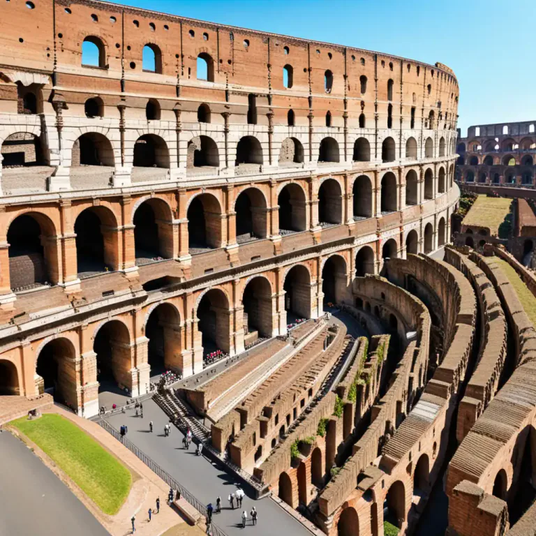 Visual representation of "coliseum" - Refers specifically to the Colosseum, an ancient amphitheatre in Rome, Italy.
