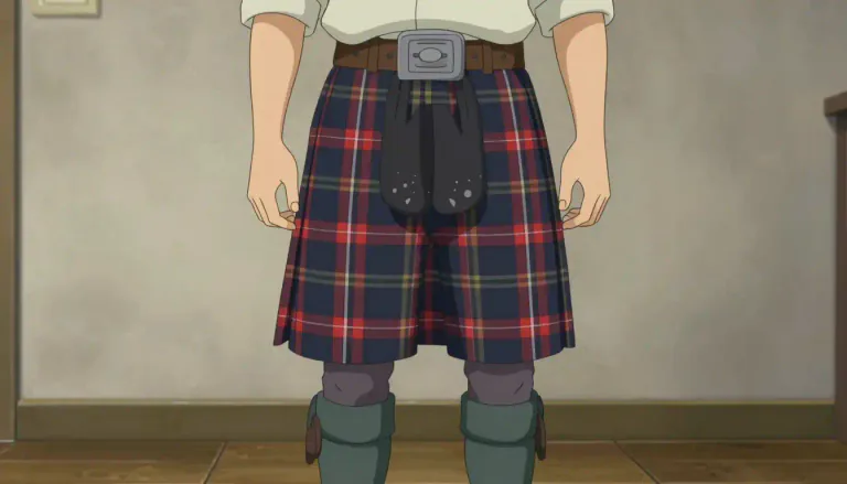 Visual representation of "trews" - A type of pants that are tight around the legs but loose around the waist and hips, usually worn by Scottish men.